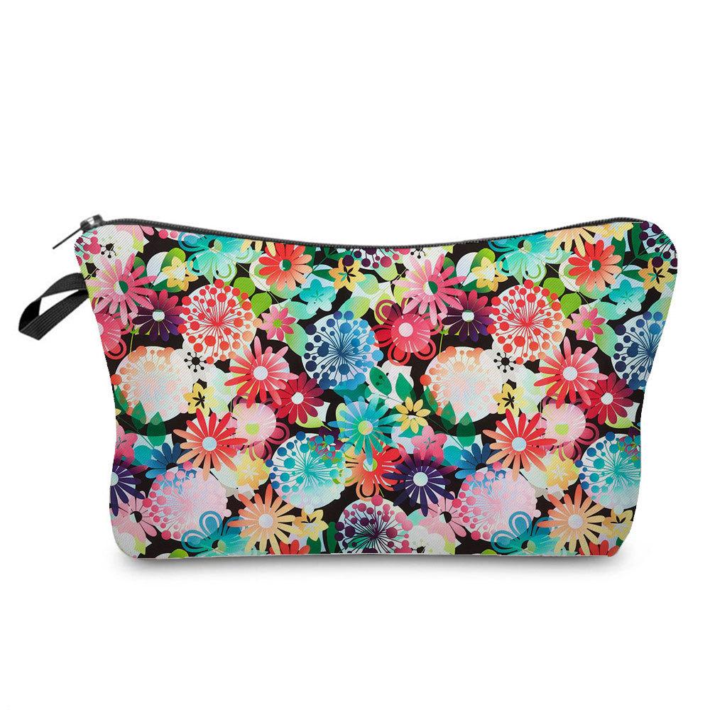 Women Flower Print Cosmetic Bag Toiletries Organize Travel Storage Case 6762 KTB