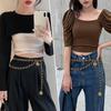 Adjustable Metal Chain Belts Punk Waistband Fashion Waist Belt  Women