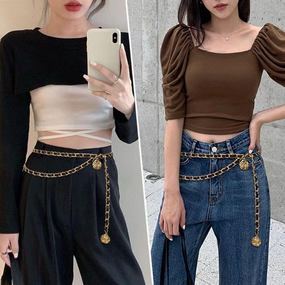 Adjustable Metal Chain Belts Punk Waistband Fashion Waist Belt  Women