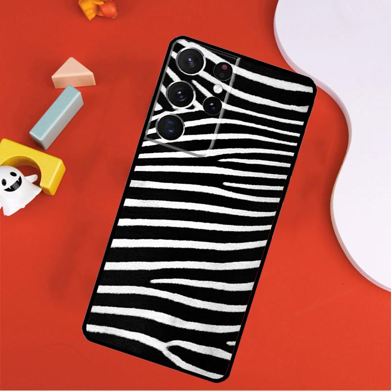 Black White Zebra Stripe Phone Case For Samsung Galaxy S25 Ultra S9 S10 S20 FE S21 S22 S23 S24 Plus S24 Ultra Cover