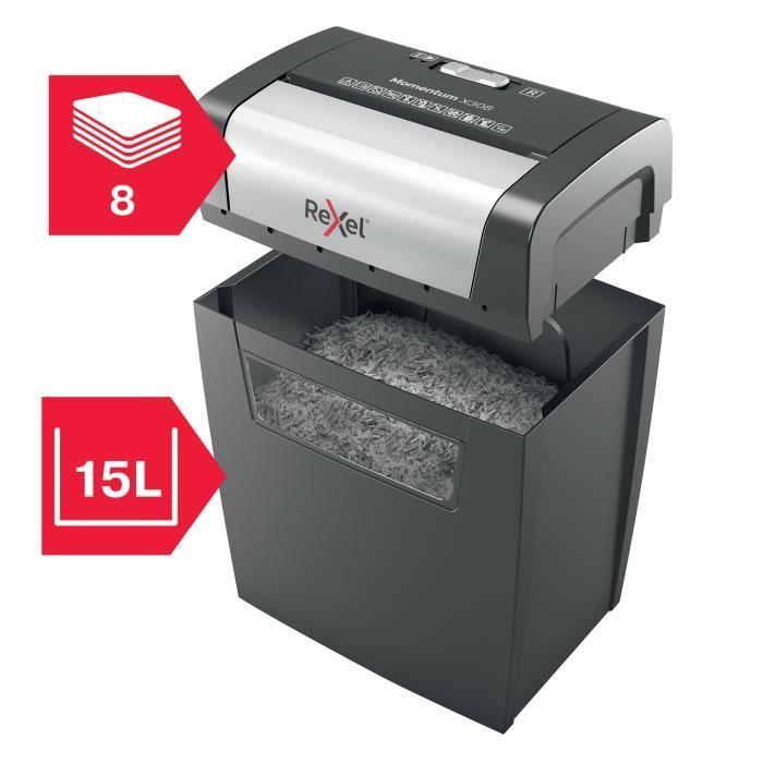 Destructeur De Documents - Rexel - Momentum X308 - Coupe Croisée - 8 Feuilles - 15 Litres