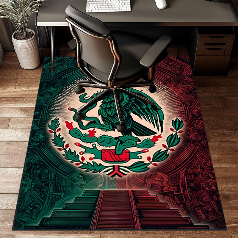 México Football Polyester Carpet, Soft Indoor Mat for Office Chair, Living Room, Computer Desk - Decorative Home Office Rug Design