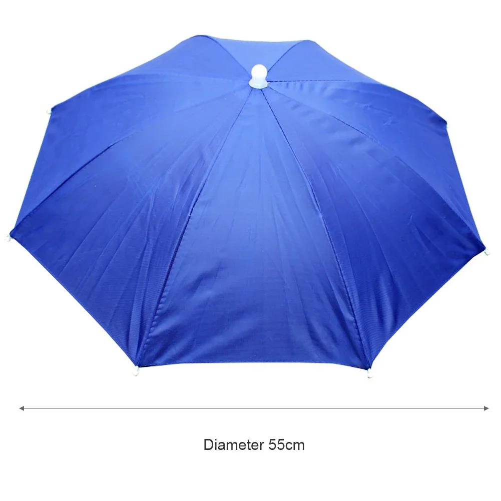 Portable Rain Umbrella Hat Foldable Outdoor Fishing Sunshade Waterproof Camping Headwear Beach Head Hats Fishing Hat 55-95CM