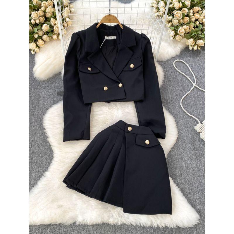 Classic Style British Style High Waist Slim Looking A- line Fashion Suit