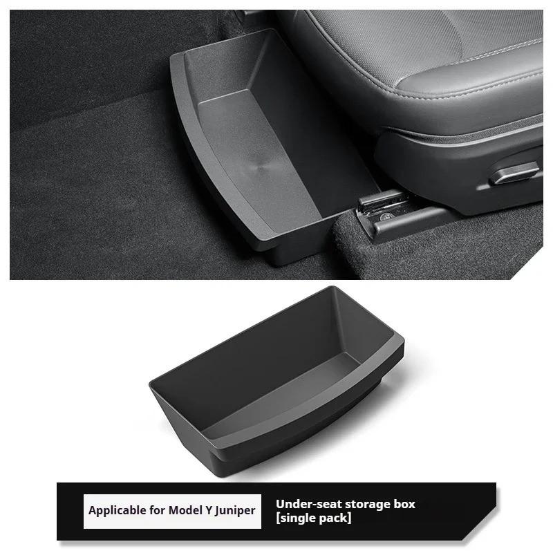 For Tesla Model Y Accessories    2024 2025, TPE Front Seat Storage Box Organizer with Trash Can Function