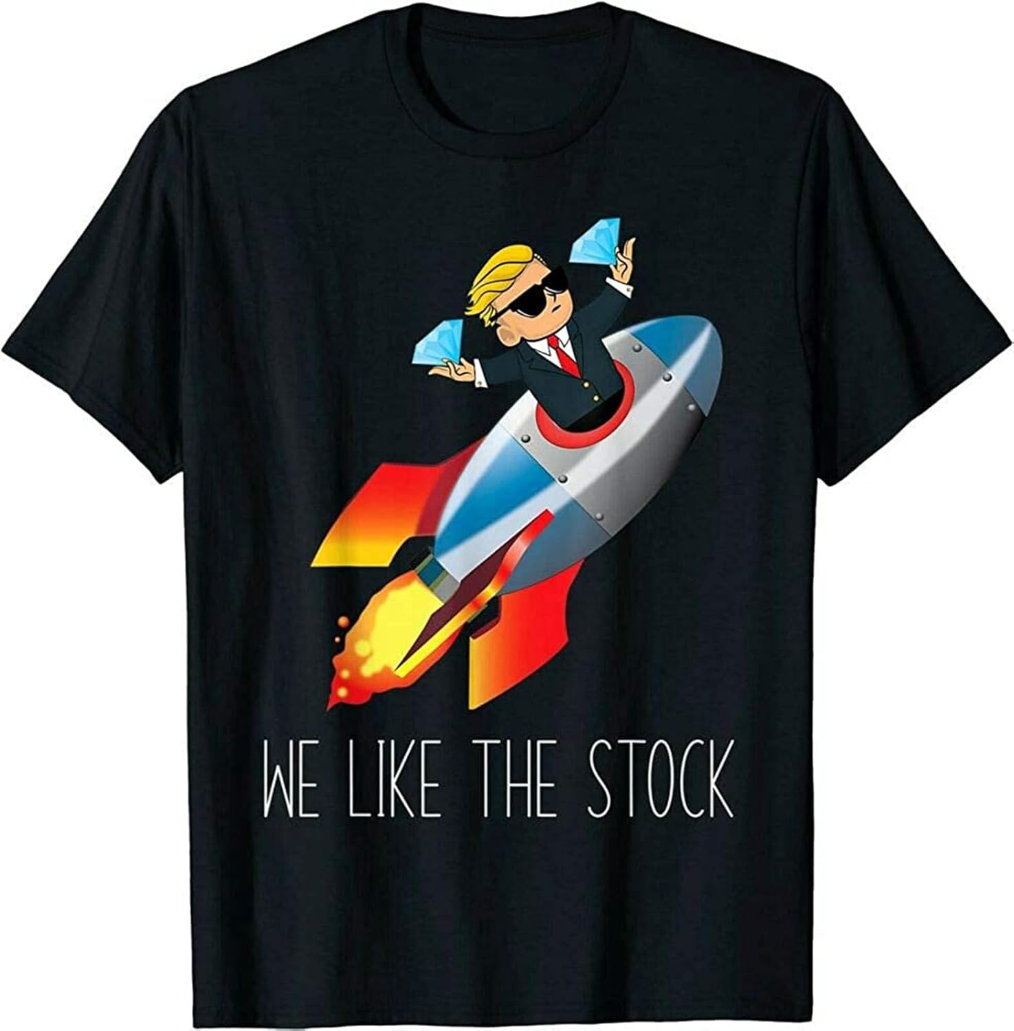 Wallstreetbets WSB Rocket Ship to The Moon We Like The Stock T Shirt Black XS чёрный