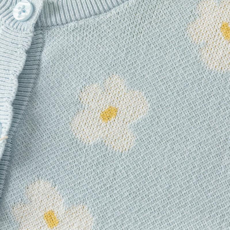 DAVE&BELLA Girls' Anti-Static Floral Knit Cardigan