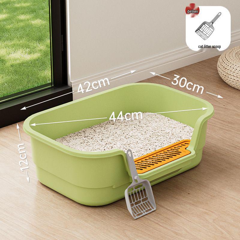 Extra Large Splash-Proof High-Sided Cat Litter Box, Semi-Enclosed & Easy to Clean