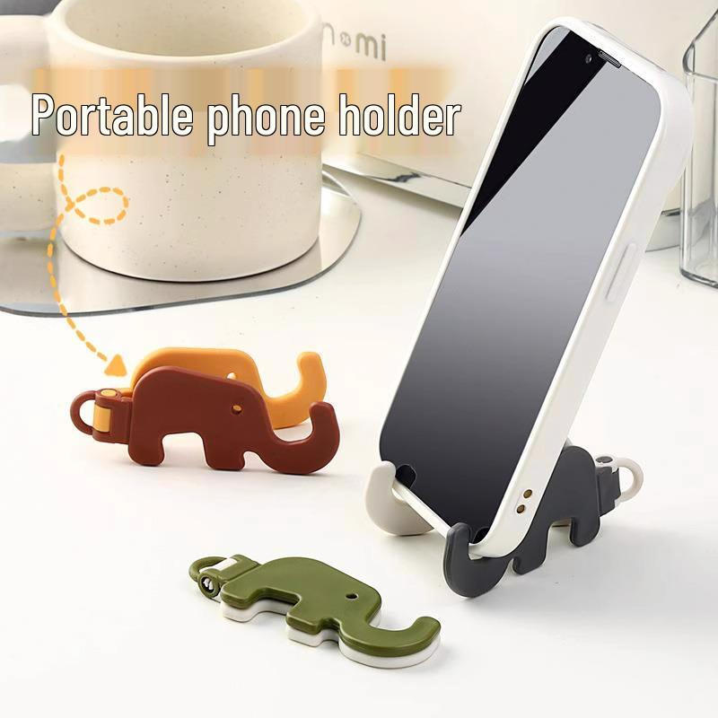 Elephant Keychain Phone Holder: Portable, Multifunctional, Foldable, Mini Desktop Stand
