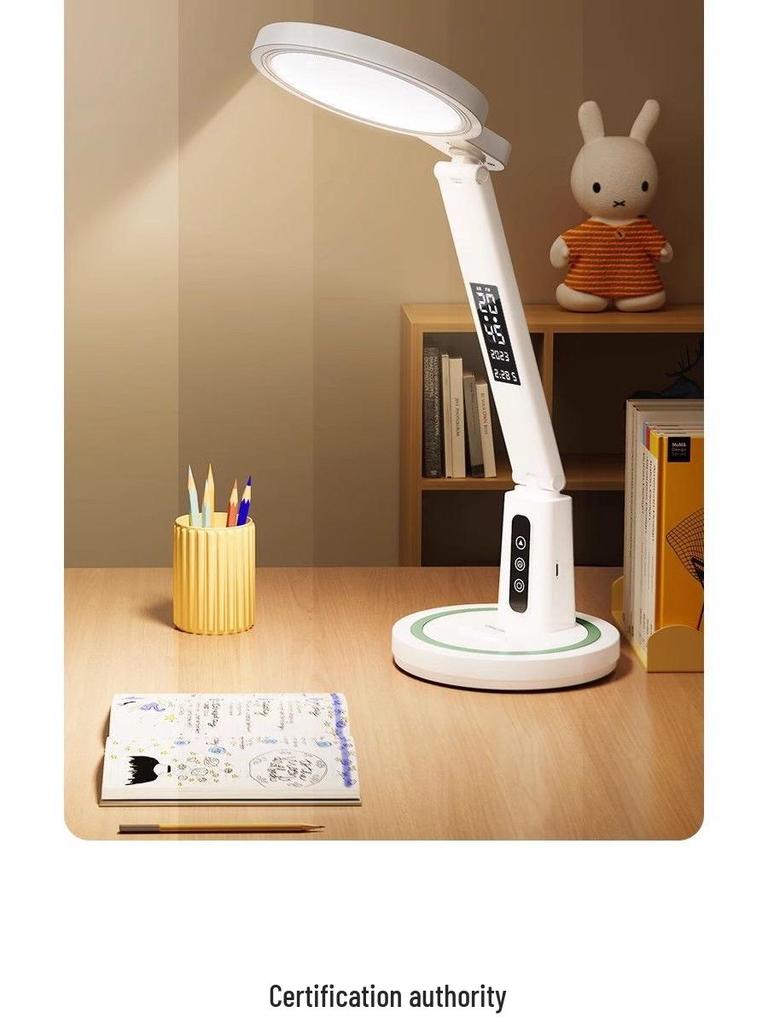 LED Desk Lamp: Eye Protection, Bedside & Study Light for College Dorm; Night Light with Charging & Timer; Compact & Stylish Design