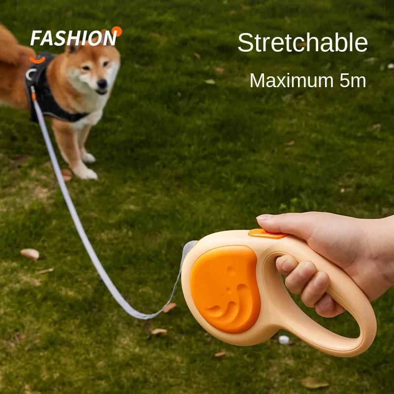 3m/5m Dog Leash Automatic Retractable Nylon Durable Harness Pet Lead Extension Proof Punch Walking Running Lead Pulling Rope
