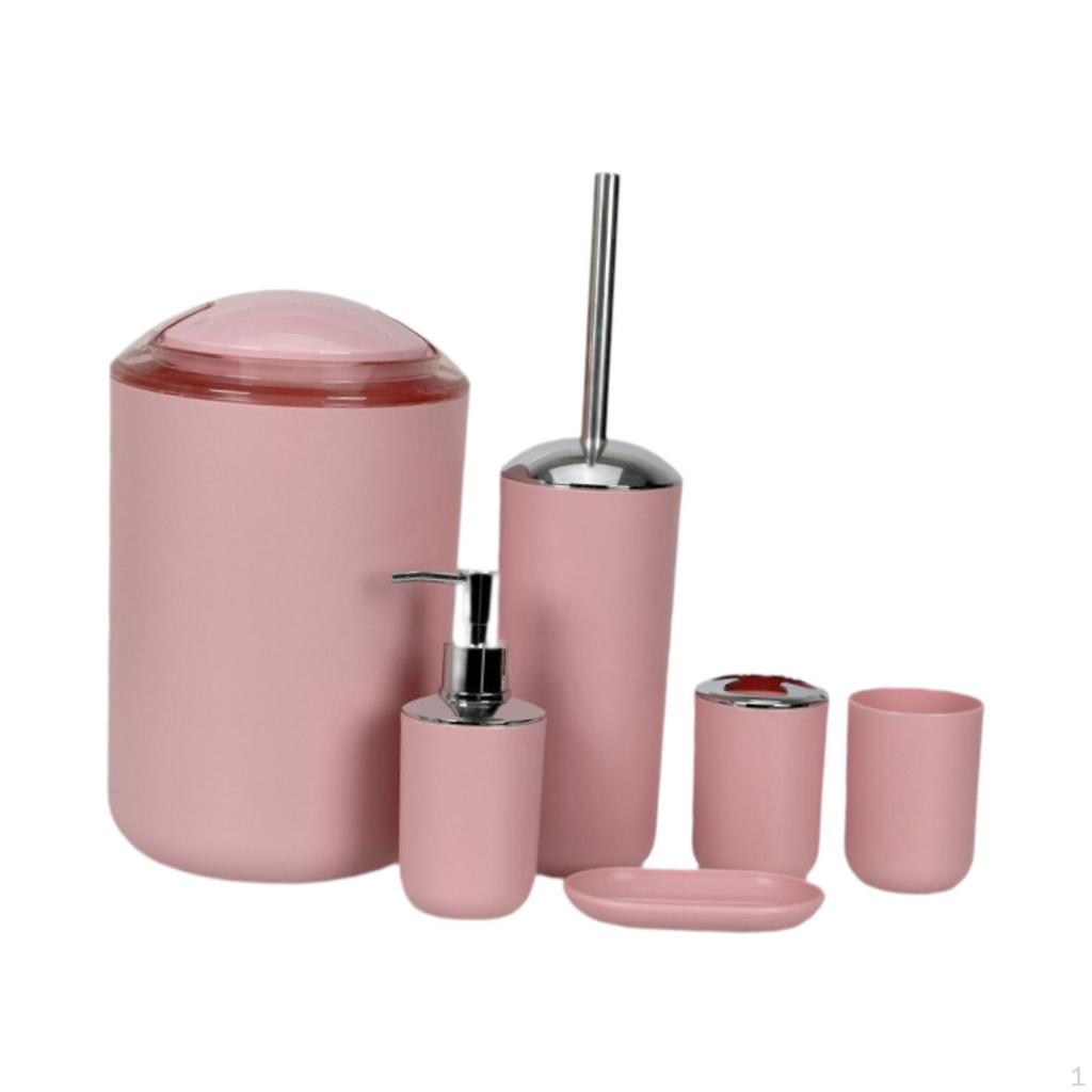 Set di 6 accessori da bagno con dispenser di sapone e cestino
