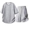 Trendy Men's Round Neck Plus Size T-Shirt & Shorts Set - Casual, Loose, Breathable Two-Piece.