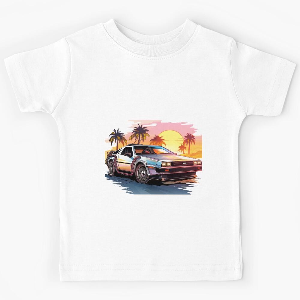 Pixel Perfection: Retro Ride into the Sunset with our Pixelated DeLorean Art Kids T-Shirt 150