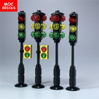 5 σετ/παρτίδα Τούβλα MOC Φανάρι Τροχαίας Για Πόλη Δρόμο Φιγούρα Δράσης Μοντέλο Εκπαιδευτικά Τουβλάκια Παιχνίδια Κούκλες Δώρο για Παιδιά