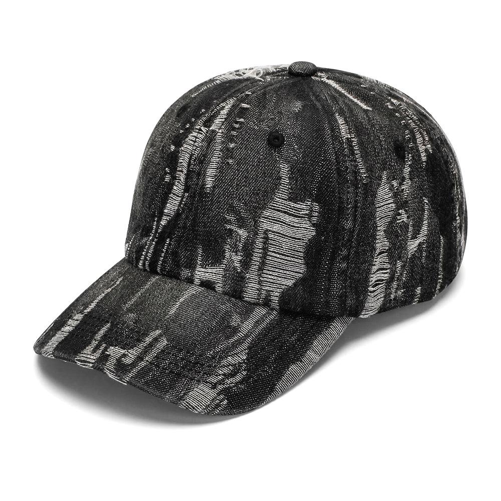 Vintage distressed washed denim baseball cap - trendy casual sun-protective hat for European and American streets