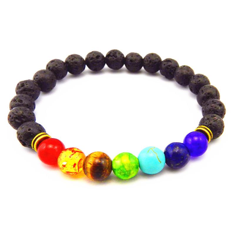 Bracelet with Volcanic Stone, Colorful Mixed Stone, Agate Dog Paw, and Heart Energy.
