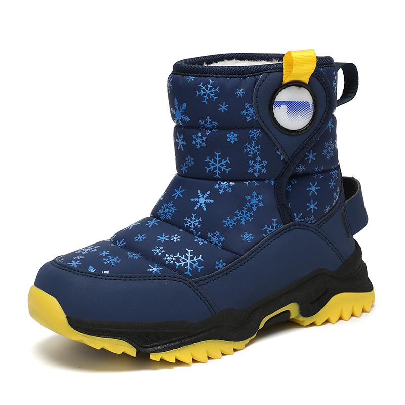 Children's Snow Boots for Boys Sneakers Winter Kids Warm Snow Boots Sport Leather Shoes