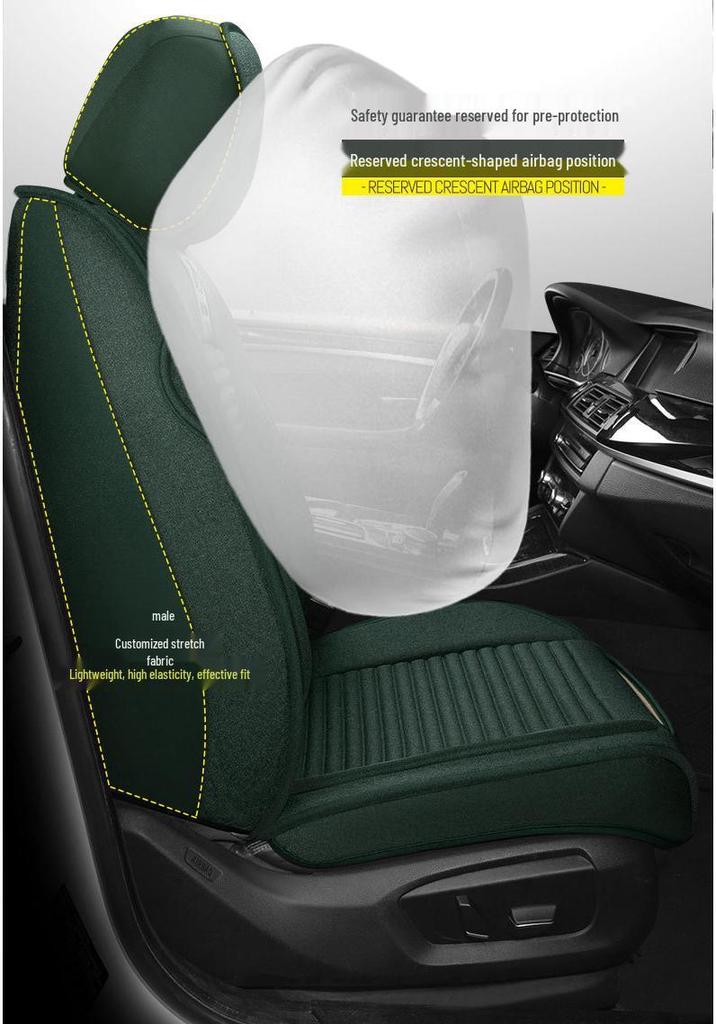 Universal Breathable Linen Seat Cover Set for Five-Seater Cars - Durable and Fully Enclosed