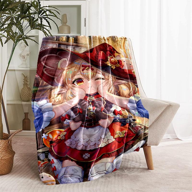 1pc Blanket - Genshin Impact characters Print Design, Lightweight Blanket for Sofa, Bed- Soft &Warm, Gift for All Seasons