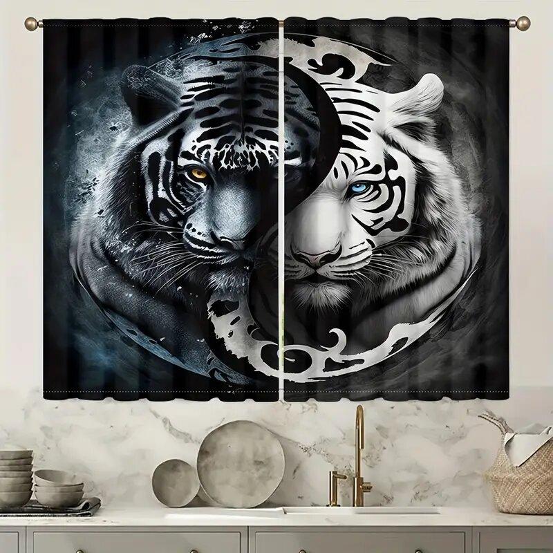 Tiger Printed Curtains Christmas Decorations Bedroom Living Room Home Decoration Made Of Polyester Area Window Treatment