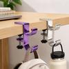 Portable Aluminum Alloy Desk Side Bag Hook Clamp-on Double-Hook Table Edge Storage Hook Heavy Duty Backpack Hanger Office