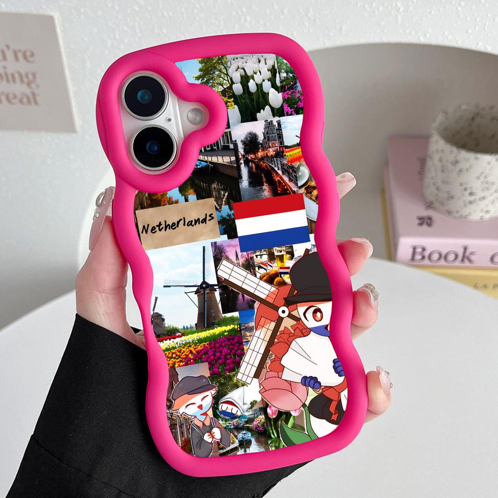 Netherland Dutch Flag Wavy Edge TPU Mobile Phone Case for iPhone 17 16 15 14 13 12 11 Air Pro Max Plus Colorful Cover