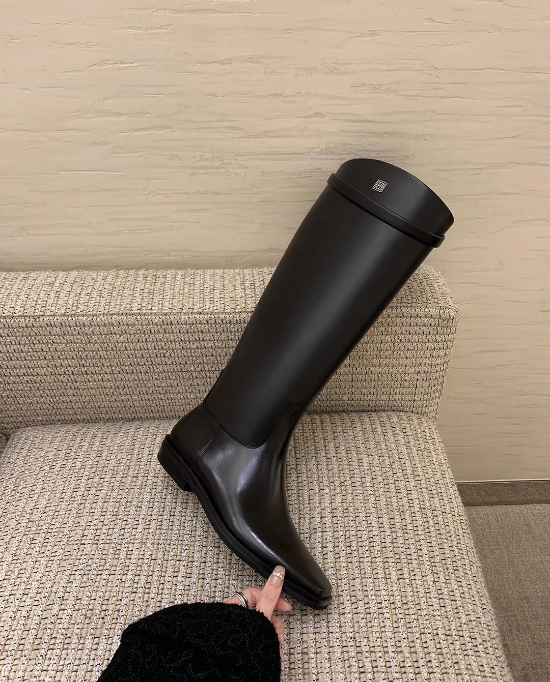 

Shoes square head leather diagonal mouth loop thick heel high boots women s knight boots autumn 40
