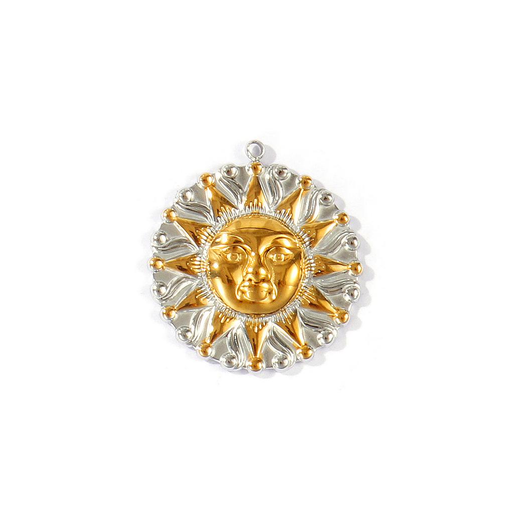 2 PCs 304 Stainless Steel Ocean Charms Starfish Turtle Sun  Flower18K Gold Plated & Silver Tone Two Tone Pendants DIY Necklace