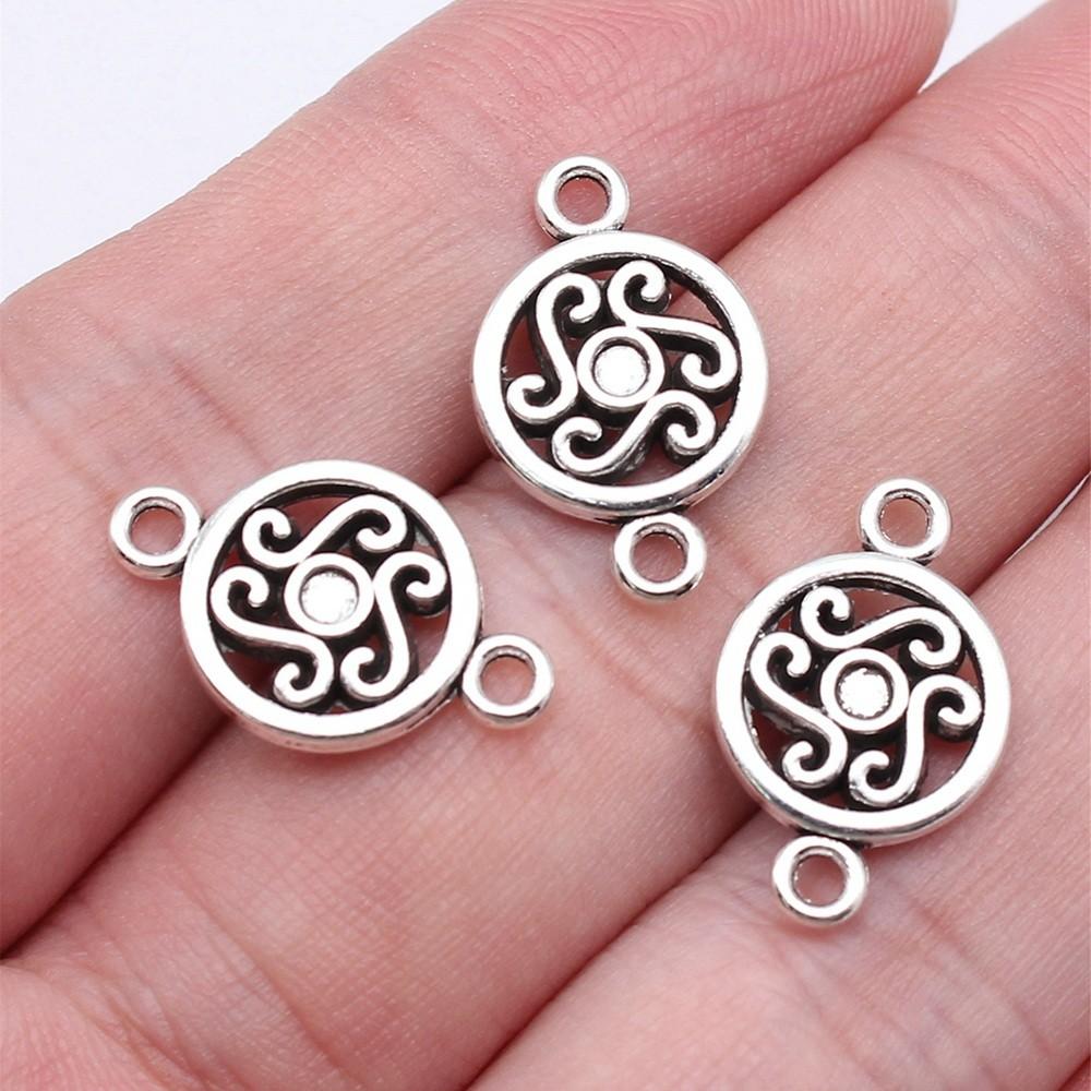 Flower Petal Connectors Botanical Themed Antique Bronze Zinc Alloy Jewelry Making Connect Charms Extender Connectors