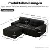 Knochenloses, Modernes L-förmiges Modulsofa für das Wohnzimmer mit tiefer Sitzfläche, Bequemes Cord-Wolkensofa mit Hocker, Geknöpftes Zweisitzer-Schlafsofa, Schwarz