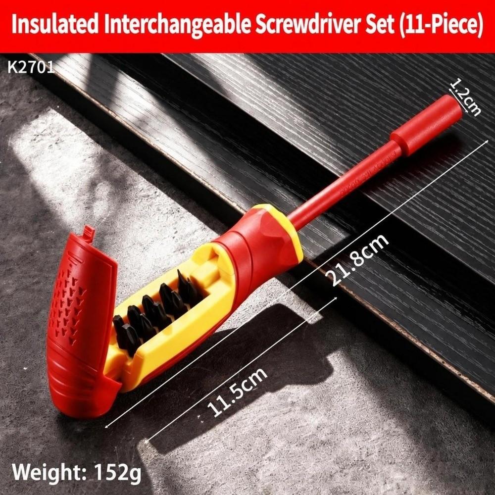 Interchangeable Bits Insulated Screwdriver Set for Electrical Repair and Hardware Maintenance