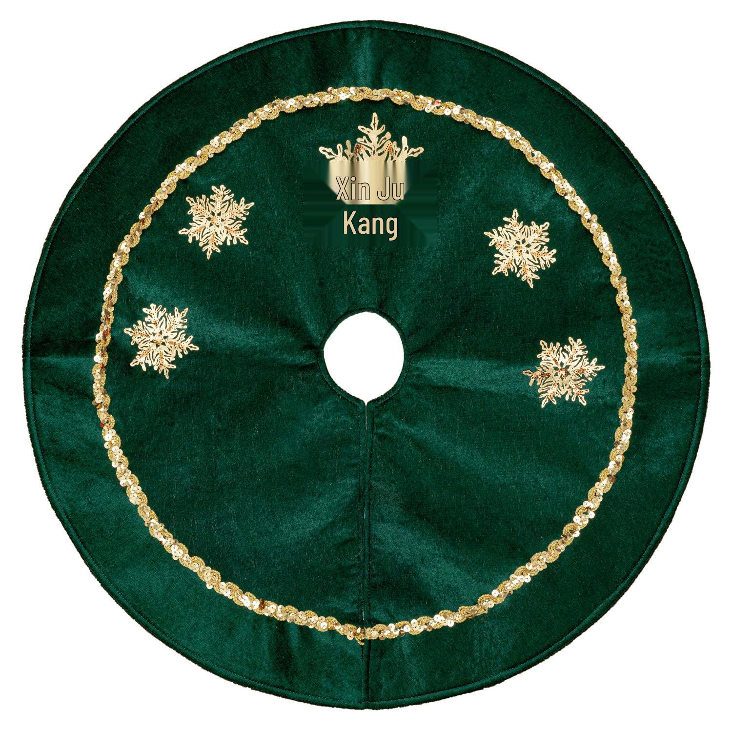 24-Inch Green Velvet Sequin Snowflake Christmas Tree Skirt 24 Inch зелёный