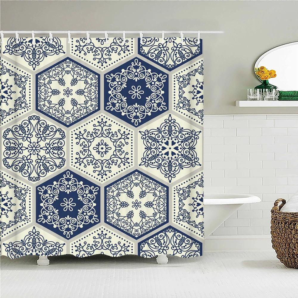 Bohemian 3d Bathroom Curtains Indian Boho Shower Curtains Waterproof Fabric With 12 Hooks Home Decor Washable Bath Screen
