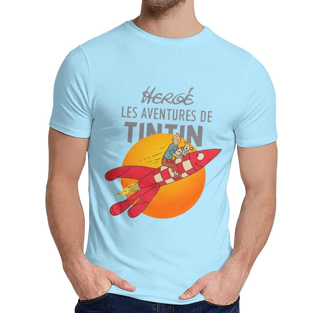 Tintin The Adventures Of Tintin Tee Crewneck Streetwear Male Organic Cotton Plus Size Camiseta