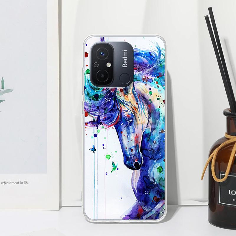Animal Oil Painting Horse Phone Case For Xiaomi Redmi 14C 13 13C 12 12C 10 10A 10C 9 9A 9C 9T 8 8A 7 7A 6A 6 Pro K80 K70 K60 K40