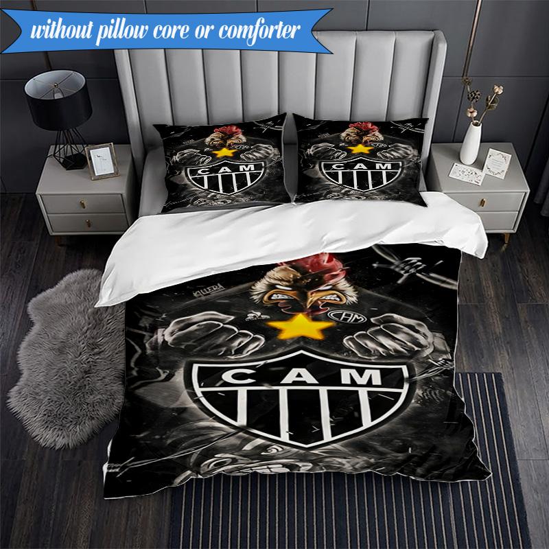 3PCS Clube Atlético Mineiro With Shield Soft Bedding Set,Including 1pc Duvet Cover And 2pcs Pillowcases Perfect for Bedroom, Dormitory, Fan gift