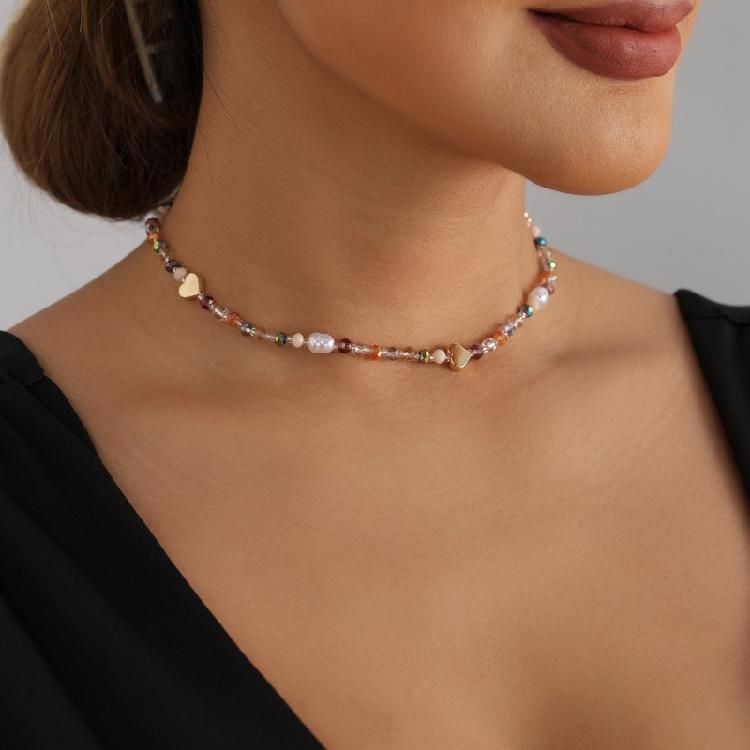 Unique Love Inspired Resin Bead Necklace Bright And Soft Tone For Stylish Layering Looks