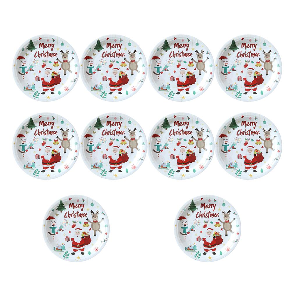 Christmas Disposable Tableware Sets Santa Claus Party Tablecloths Paper Plates Cups Tissue Napkins Straws Decoration Supplies