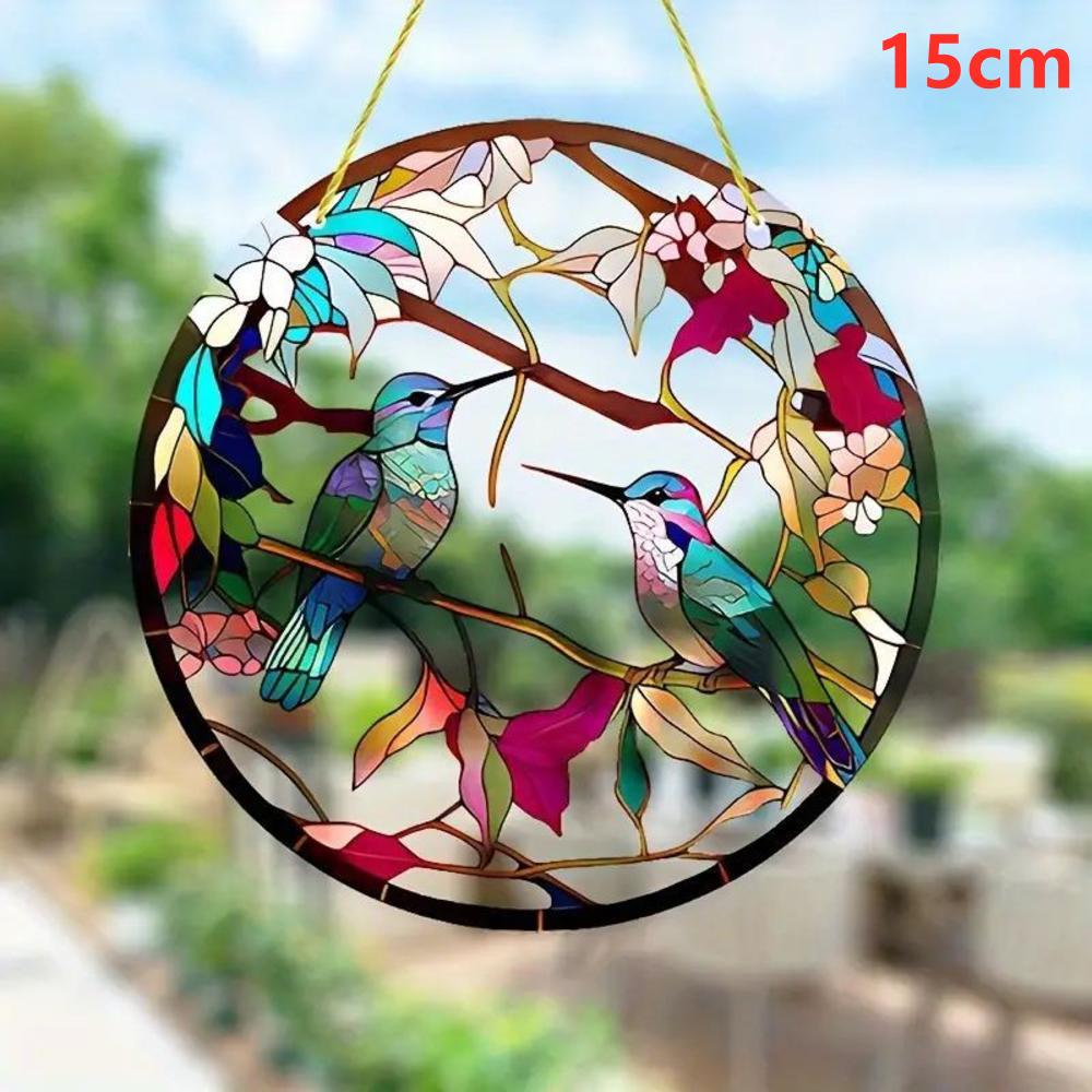 Acrylic Colorful Hummingbird Sun Catcher Rainbow Bird Wind Chimes Crafts Hanging Decor For All Seasons Home Garden Ornament