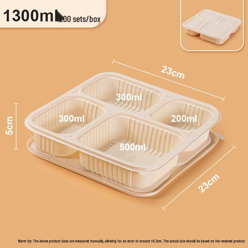 Disposable 4-Compartment Corn Starch Meal Box