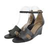 HERMES Legend Calfskin Sandals Women's Black 38 1/2 shoes black leatherUsed