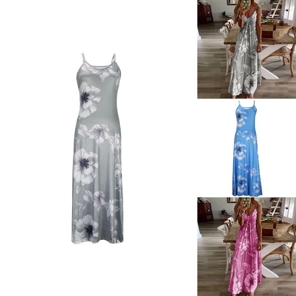 Women's Oversized Floral Printed Sleeveless Maxi Dress For Summer Holidays