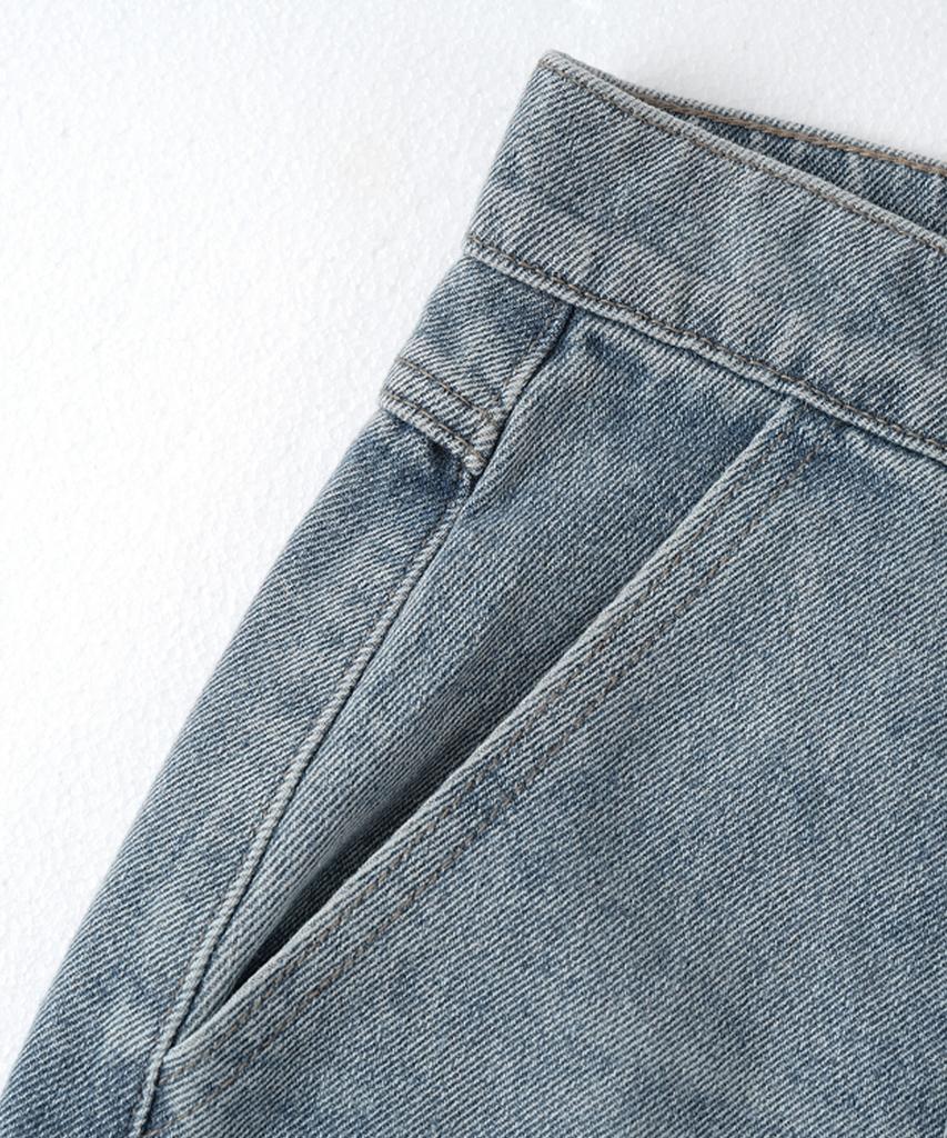 Descheuis Everyday Single-Pleat Carpenter Bermuda Denim Pants Vintage Blue (Type B)