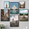 Modernes Reiseziel Stadt Wahrzeichen Landschaft Paris Havanna Amalfi Madrid Delhi Poster Wandkunst Bilder für Wohnzimmer Heimdekoration