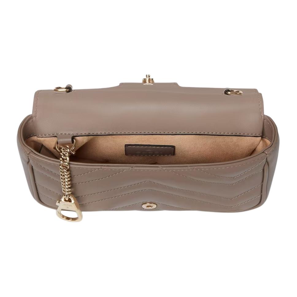 Gucci GG Marmont Quilted Leather On Chain Taupe Chain Crossbody Clutch Bag for Women Daily Commute Evening Party  476433-DTDHD-1523