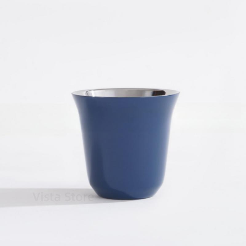Nerezové šálky na espresso Dvoustěnné izolované šálky Demitasse šálky Šálek na kávu pro pití kávy, Dárek pro něj Termohrnek
