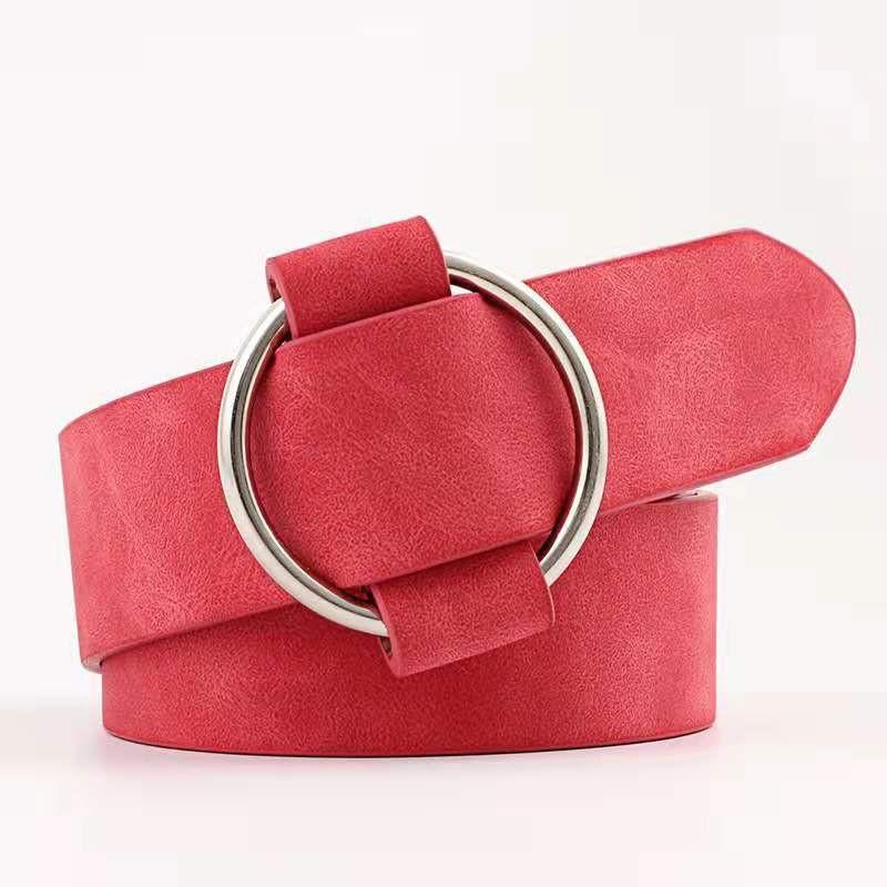 Chic Womens Korean Style Pu Buckle Belt In Black Beige Coffee For Looks Effortless