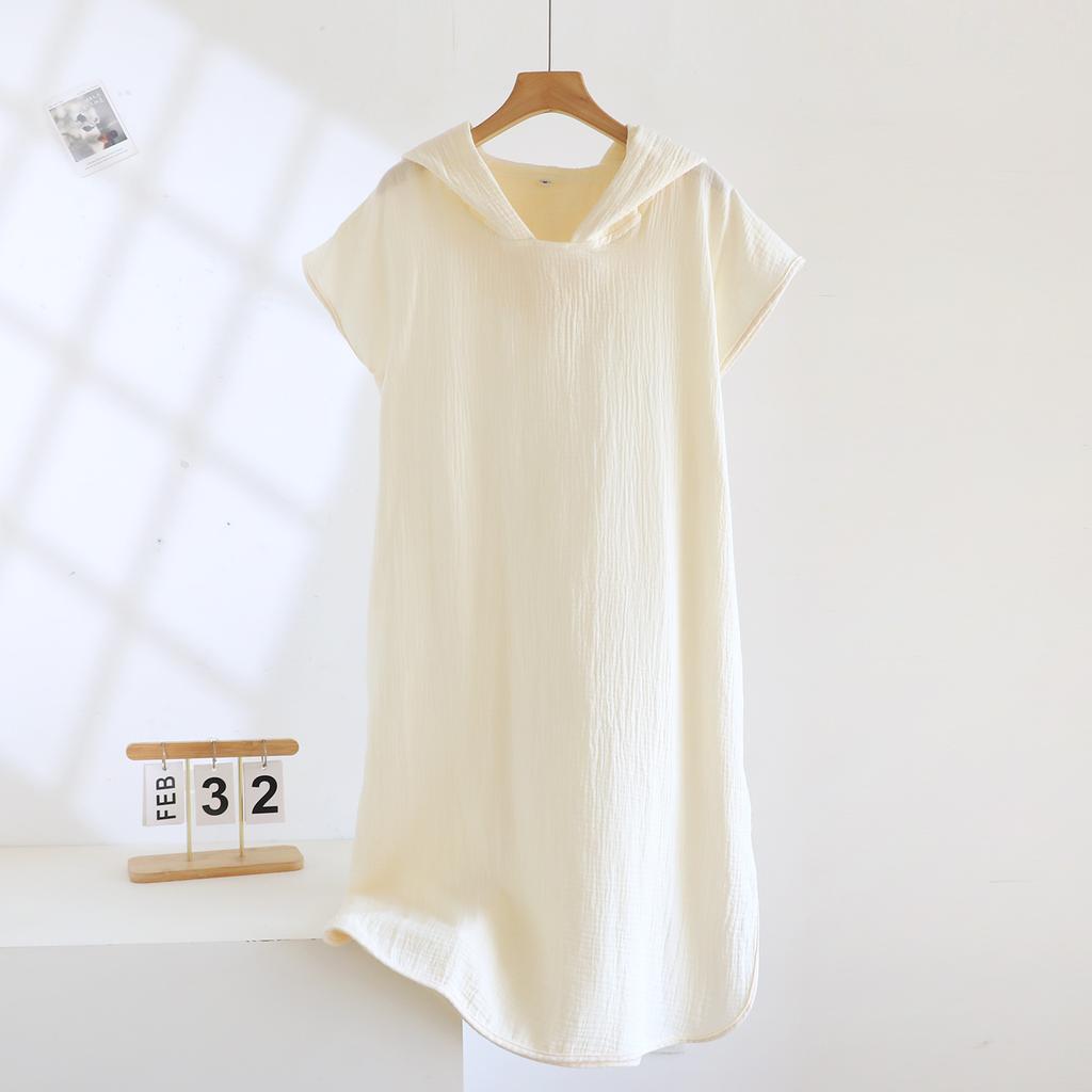 2026 New Spring/Summer Couple Short Sleeve Bathrobe 100% Cotton Women's Water Absorbing Quick Drying Sleeper Robe