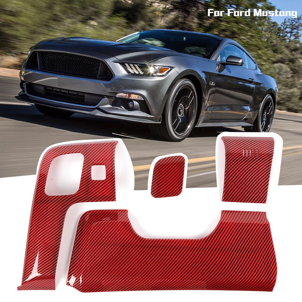4pcs Steering Wheel Lower Panel Trim Cover For Ford Mustang 15+ Red Carbon Fiber